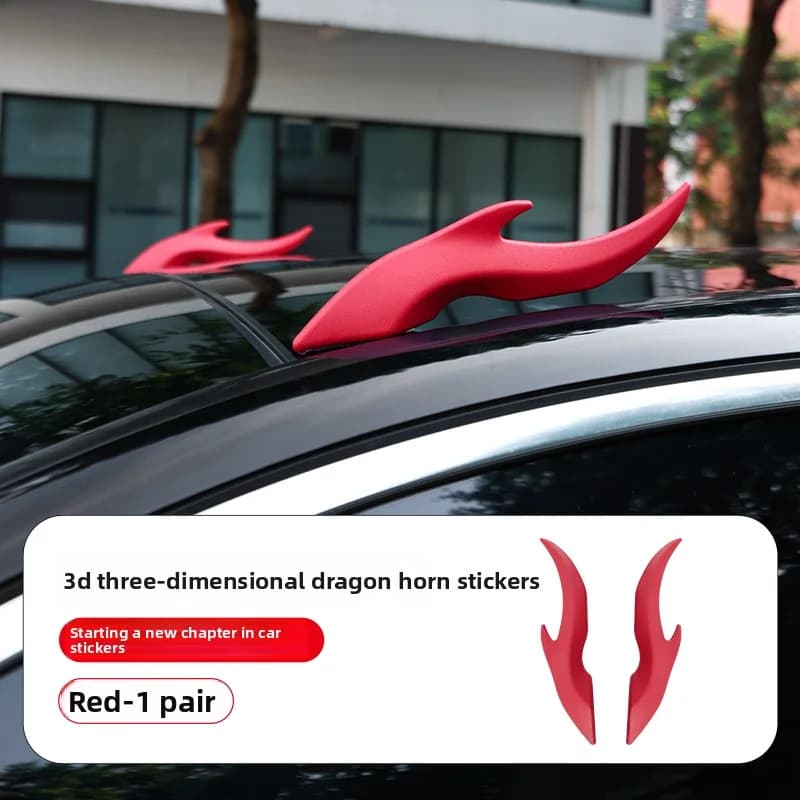 Decorazione 3D a forma di corno di drago per tetto auto, decorazione per casco, decorazione per moto, corna in silicone elastico, resistenti, interessanti, personalizzate
