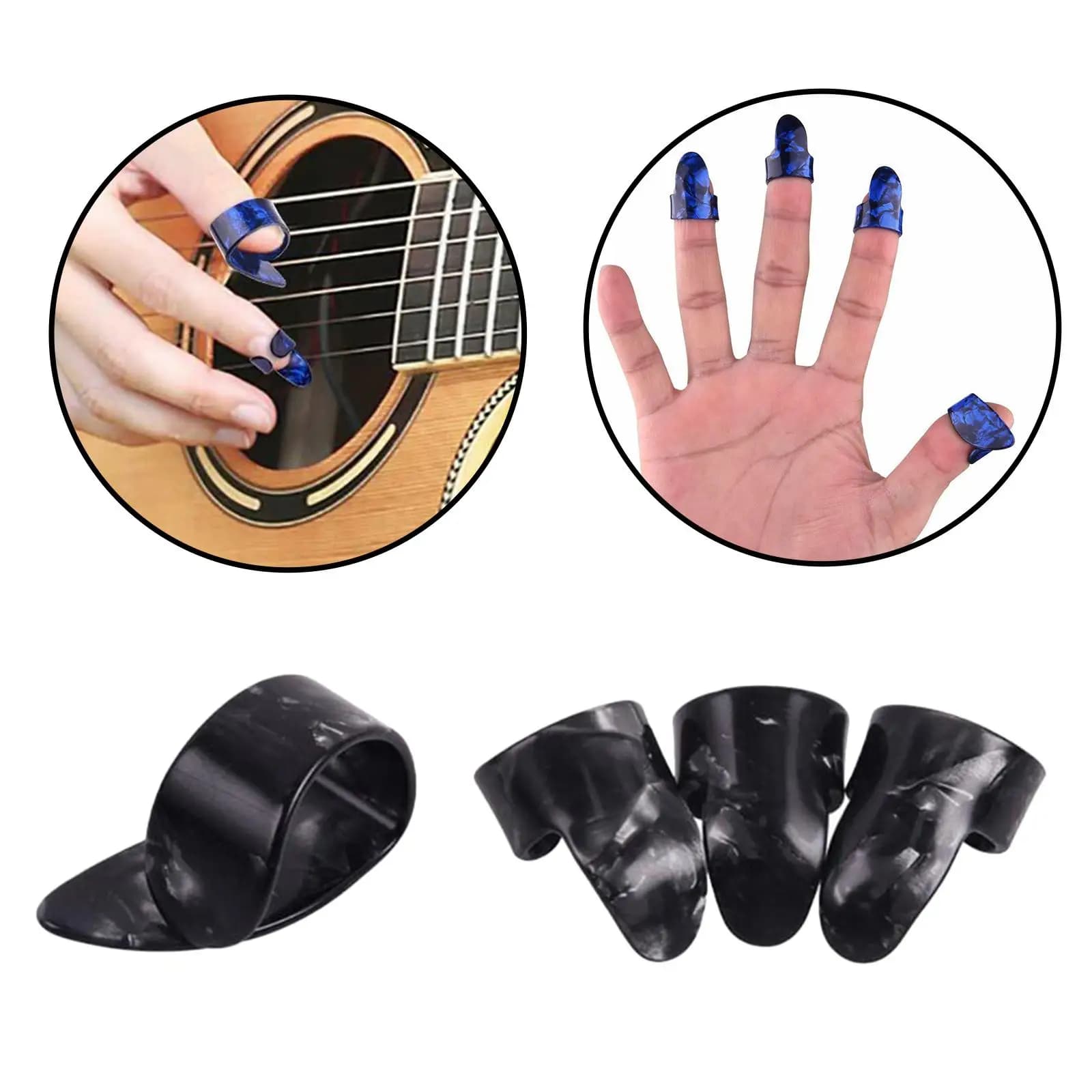 Set di 4 plettri per chitarra con dita per pollice, chitarre, plettri per basso