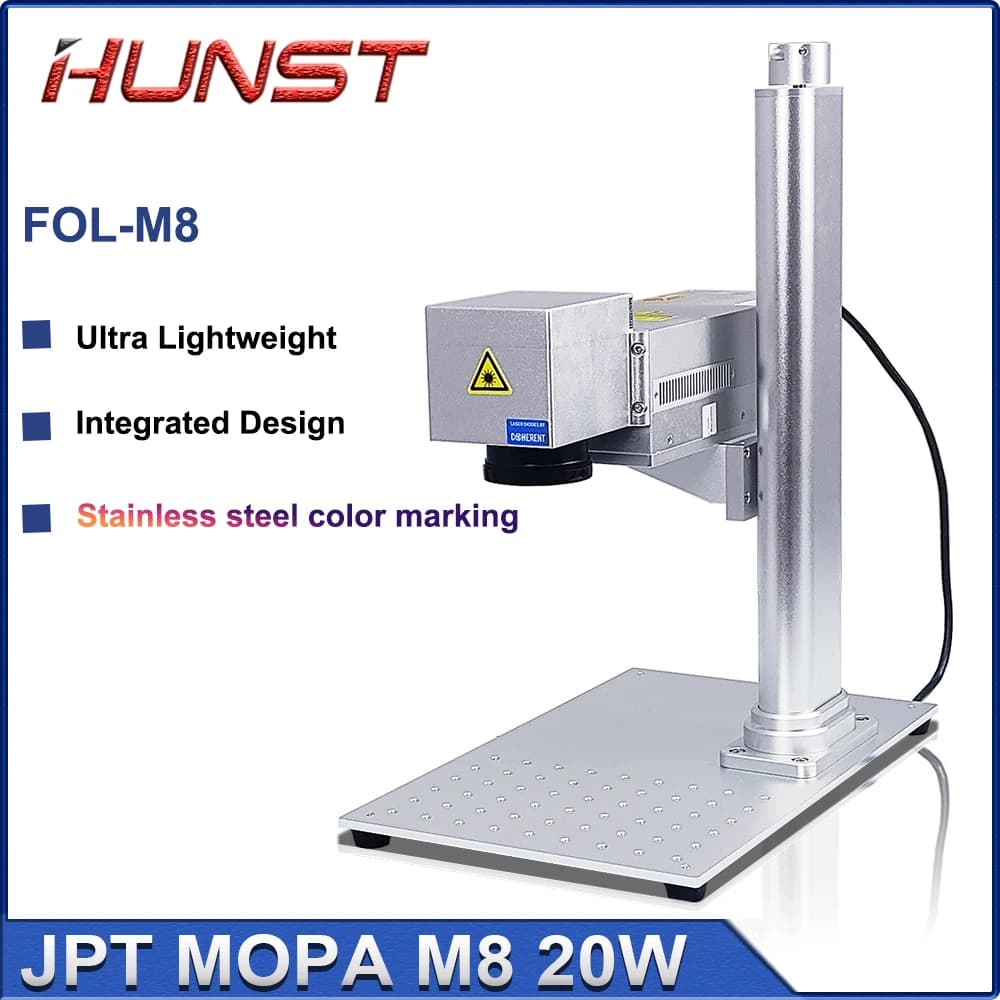 HUNST 20W Mini Laser Marking Machine JPT MOPA M8, Portable Fiber Laser for Color Marking on Stainless Steel, Engraving Metal Fai-da-te