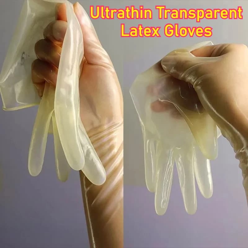 Guanti in Lattice Ultra Sottili Trasparenti Lucidi con Effetto Olio Impermeabili Elastici Lisci per Uso Intimo Coppie Stile di Vita Notturno