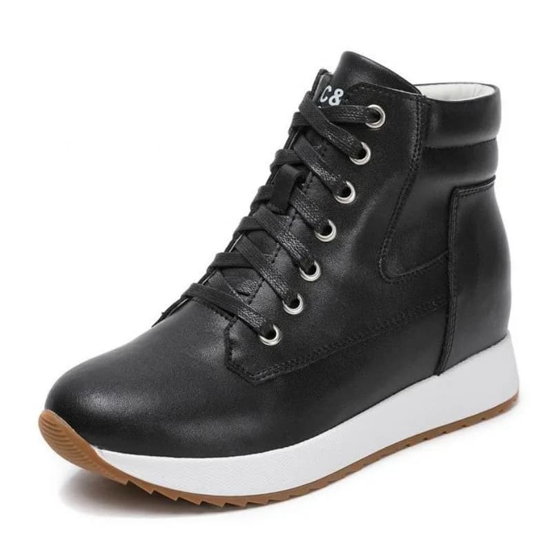 Women's ankle boots in real leather from 7 cm with wedge and hidden heel, sturdy casual sneakers from hot women winter autumn spring
