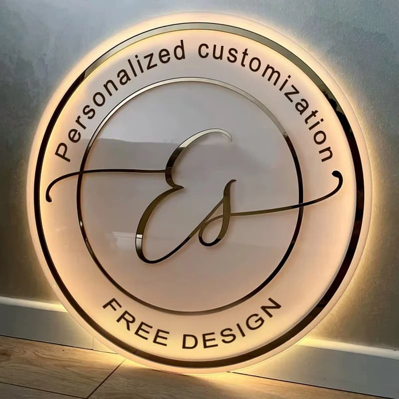 Custom Acrylic Business Logo Neon Lights Wall Banners Custom Logo Business Office Logo Beauty Salon Plates 3D for Hair Study