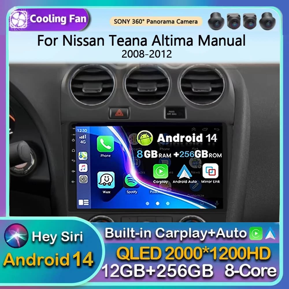 Android 14 Car Stereo Radio Multimedia Video Player For Nissan Teana Altima Manual 2008 2009 2010 2011 2012 Navigation GPS