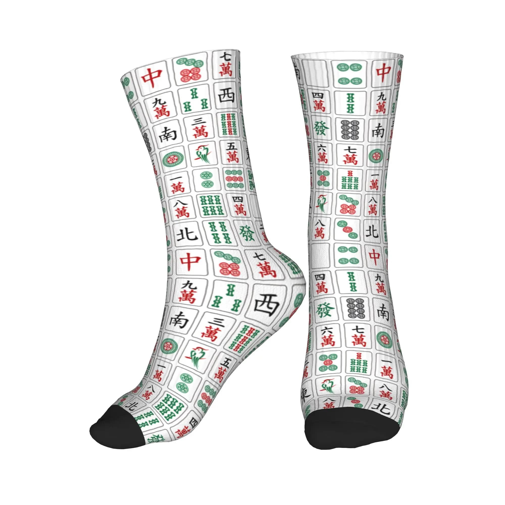 Divertenti calzini da uomo con motivo Mahjong Tile Game, calzini unisex traspiranti e caldi con stampa 3D