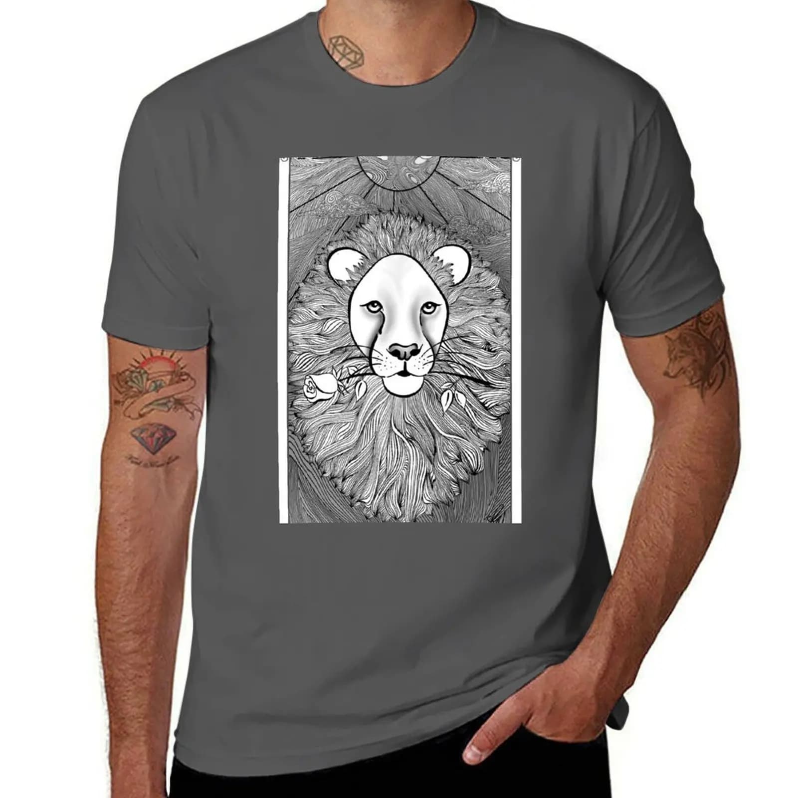T-shirt Inspired Card Lion Tarot, t-shirt leggera per allenamento in palestra