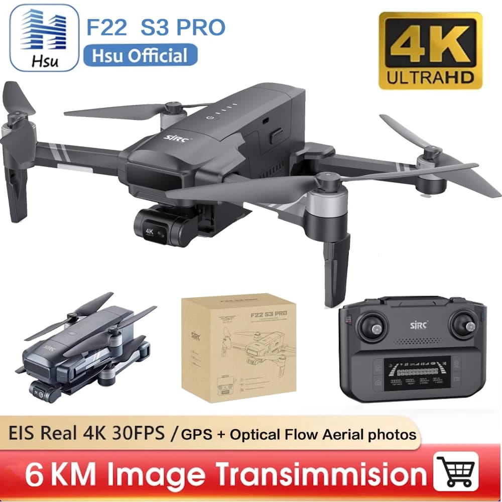 SJRC F22 S3 PRO Drone 4K Camera Professional GPS HD 5G WiFi FPV 3-Axis Gimbal EIS Brushless Foldable RC Quadcopter Toys For Children