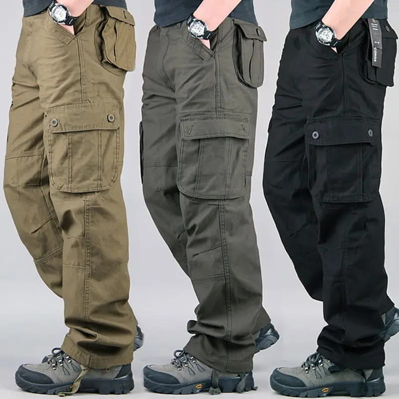 2025 Pantaloni cargo tattici Tuta da uomo in cotone Pantaloni da lavoro all'aperto Abbigliamento Hombre di grandi dimensioni Pantaloni da trekking mimetici Tasche multiple