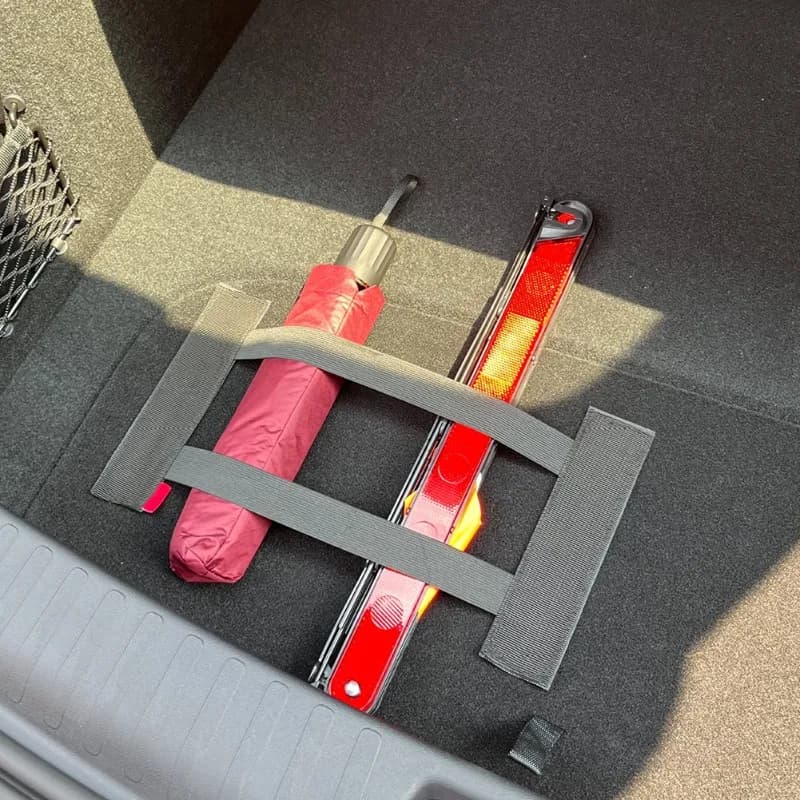 Organizer per Bagagliaio Auto 20X38cm con Cinghie Elastiche di Fissaggio per Estintore e Serbatoio