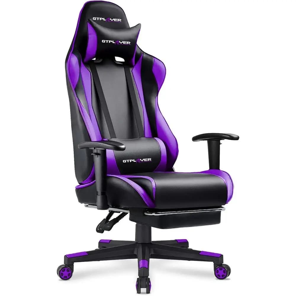 Sedia da Gaming Ergonomica Reclinabile Girevole con Altezza del Sedile Regolabile e Supporto Lombare
