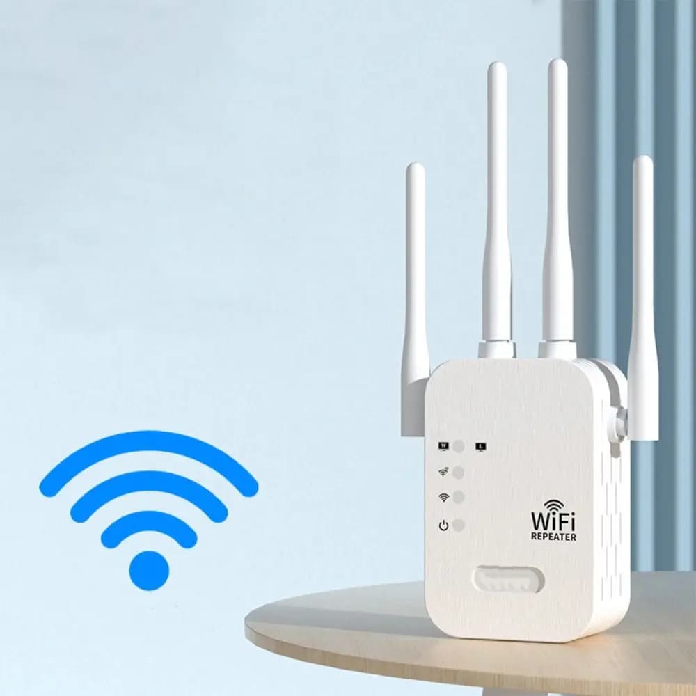 Ripetitore WiFi a 4 Antenne con Ampia Copertura, Amplificatore WiFi ad Alta Velocità e Stabile, Dual Band con Dissipazione del Calore, Estensore WiFi per Streaming
