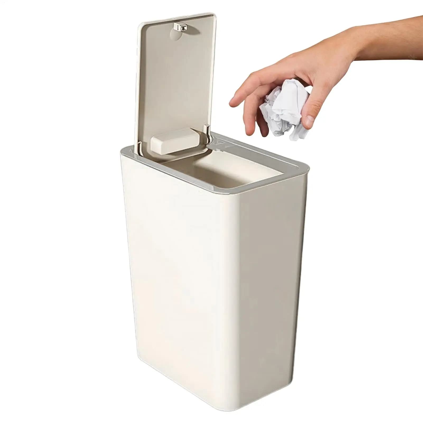 Bidone della spazzatura con coperchio Bidone dei rifiuti del bagno Cestino della spazzatura compatto 10L Pattumiera per dormitorio ad angolo Camera da letto Lavandino interno Bagno di casa WC