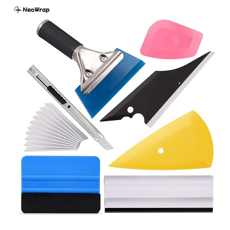 17 pezzi kit di strumenti per tinta per vetri per veicoli pellicola protettiva per vetro per auto set di installazione per avvolgimento raschietto per pellicola per raschietto in vinile coltello da taglio