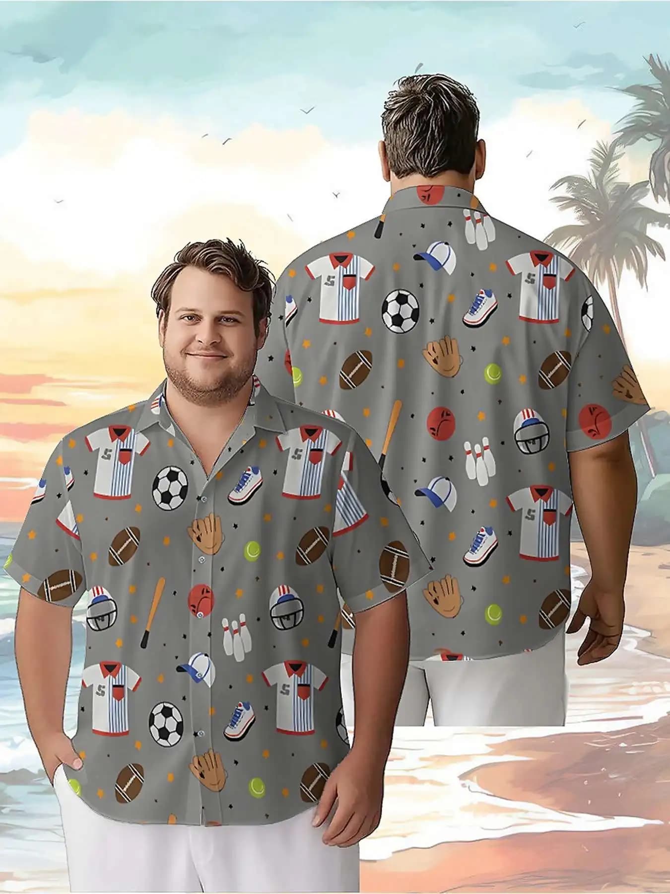 Men's Strong Size Hawaiian Shirts Baseball Caps, Gymnastics Shoes, Soccer Balls, Basketball Model, New Fashionable Top, Hip Hop Rock Streetwear
