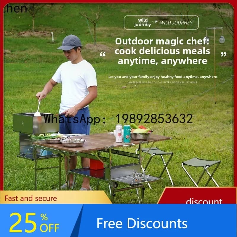 Motorhome car kitchen system with folding integrated camping stove for outdoors AA