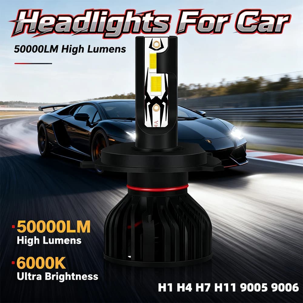 Lampadine LED per Fari Auto H7 H4 H8 H9 H1 H11 HB3 9005 HB4 9006, Luci Fendinebbia Bianche 12V 50000LM 175W, Luci Auto 2 Pezzi