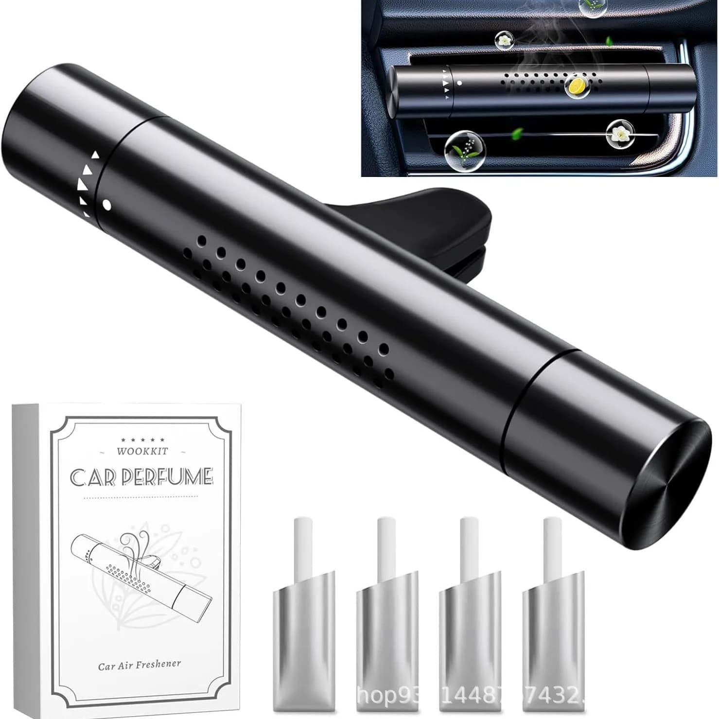 Profumo per presa d'aria per auto Uscita aria Clip per profumo Deodorante per ambienti Aroma Odore Aroma Aromaterapia per auto con 4 bastoncini per aromaterapia