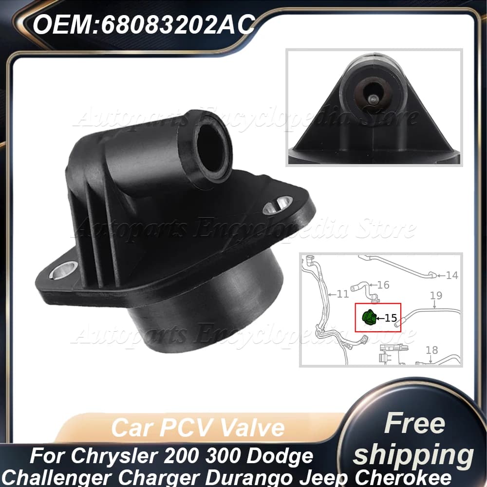Valvola di ventilazione positiva del basamento (PCV) 68083202AC 68083202AB per Chrysler Dodge Challenger Charger Durango Jeep Cherokee