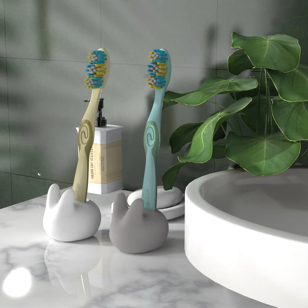 Stampo in silicone per porta spazzolino in cemento Simpatico animale Coniglio Design Forniture per il bagno Stampo per inserto per penna da ufficio Jesmonite