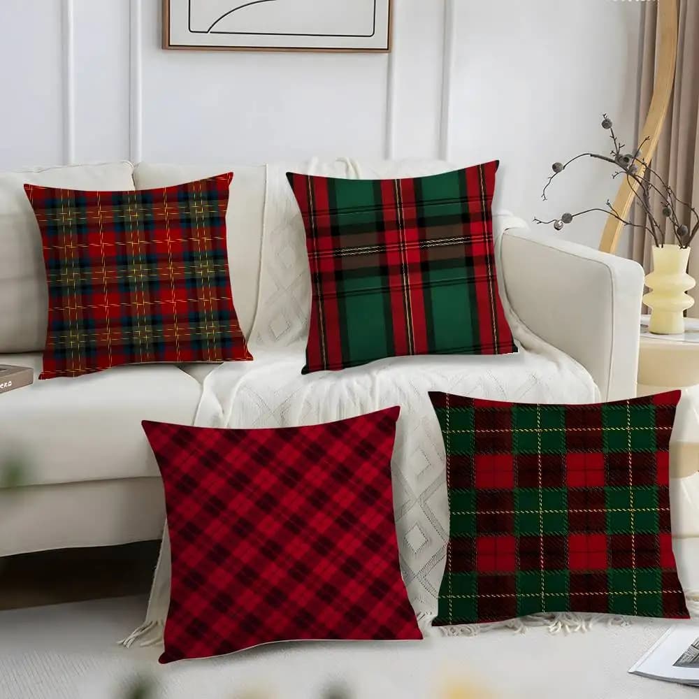 Christmas Cushion pillow case Short cushion cover with plush print Square pillow lining Sofa house decorations