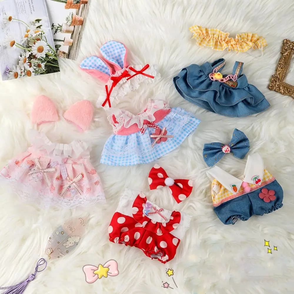 Bambola carina vestiti adorabili 10 stili con fiocco fascia abiti moda gonna bambole di peluche vestiti EXO Idol bambole accessori