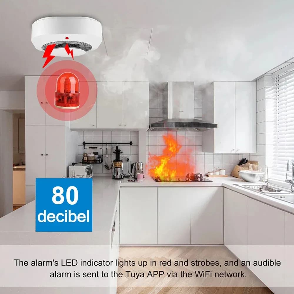 Tuya ZigBee WiFi Smart Smoke Detector Fire Alarm Sensor Home Security Fire Protection Home Security System For Smart Life APP