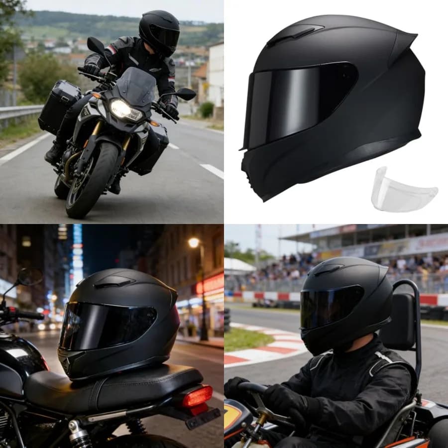 Casco Integrale per Moto WS-607 Omologato DOT, Caschi da Corsa e da Strada per Adulti con Visiera