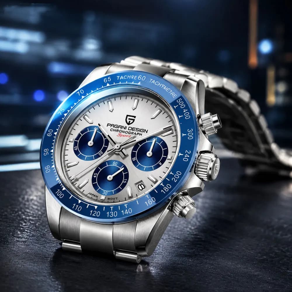 PAGANI DESIGN 40mm Men's Watch Stainless Steel Chronograph Top Brand Quartz Wristwatch Sapphire Glass VK63 Gift Watches for Men