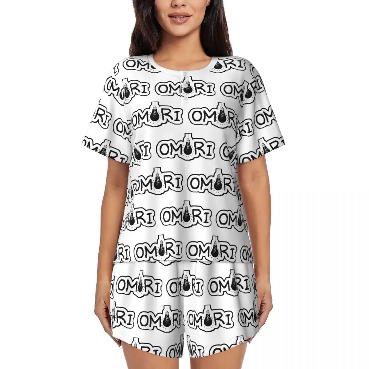 Omori Game Basil Mari Kel Aubrey Camicia da notte a maniche corte con collo rotondo per dormire Camicie da notte da donna Set pigiama morbido Pantaloni corti