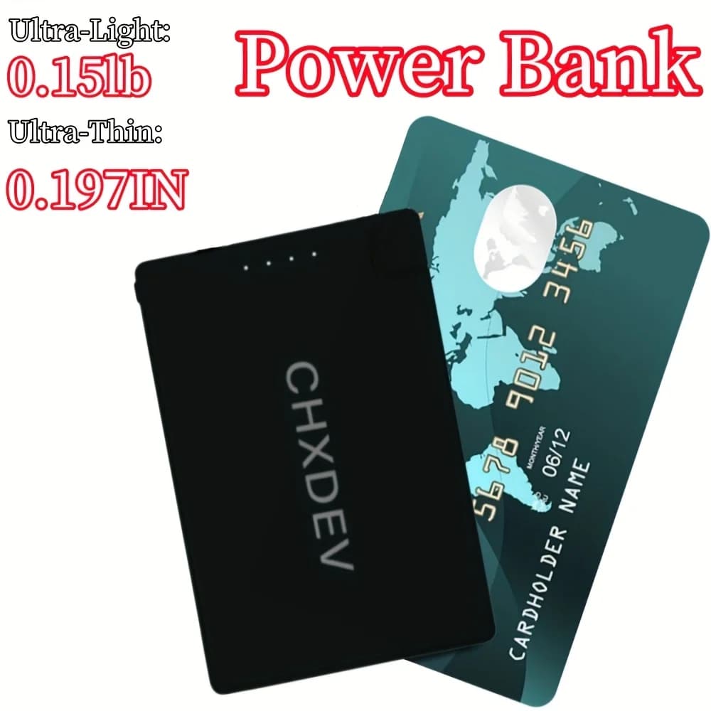 CHXDEV Mini Power Bank magnetico ultrasottile da 5000 mAh, mini power bank per portafoglio con porta carte, per iPhone XIAOMI Samsung