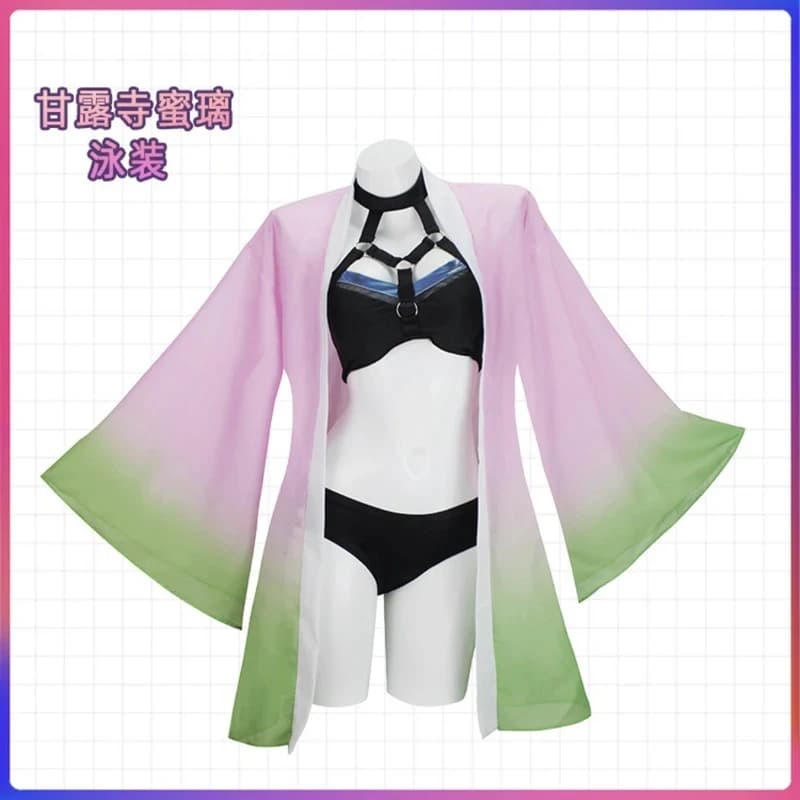 Costume Cosplay Anime Agatsuma Zenitsu, Costume da Bagno Femminile Kamado Nezuko, Kanroji Mitsuri, Shinobu, Abbigliamento da Nuoto per Donne e Ragazze