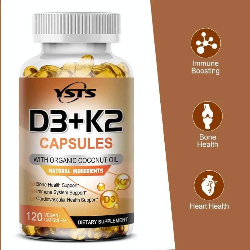 Vitamin K2 (with D3-5000 Iu-120 capsules, immune support, bone, cardiovascular support