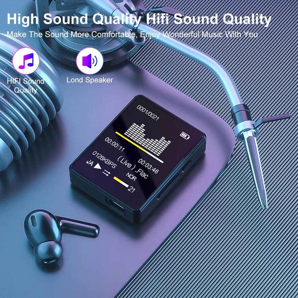 8/16/32/64GB MP3 Music Player HiFi Bluetooth-Compatible 5.0 Mini MP4 Video Playback Music Stereo Speaker With Recording/E-Book