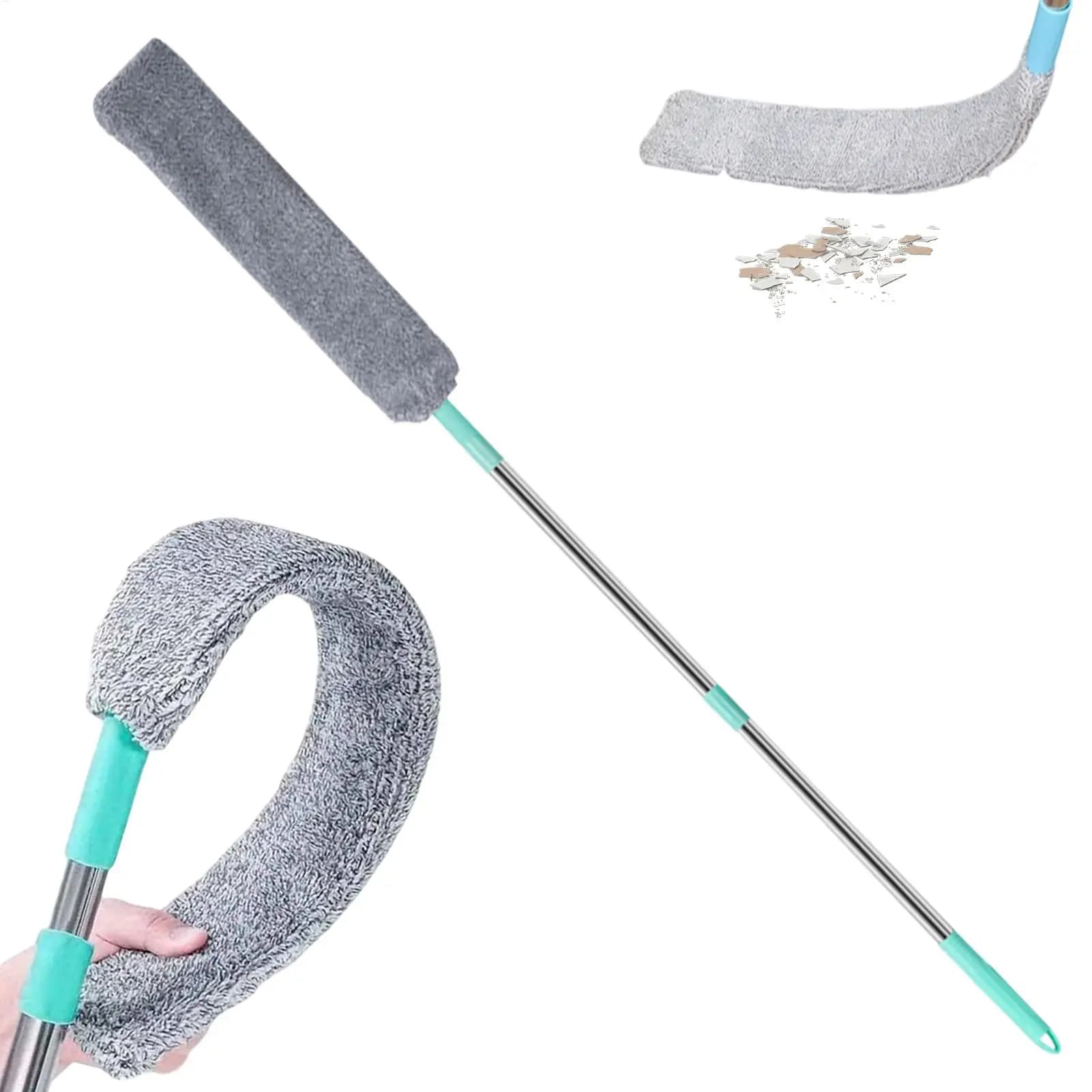 Retractable Long Handle Microfiber Flat Duster Bendable Under Appliance Cleaning Brush Reusable Dust Remover Tool For Home