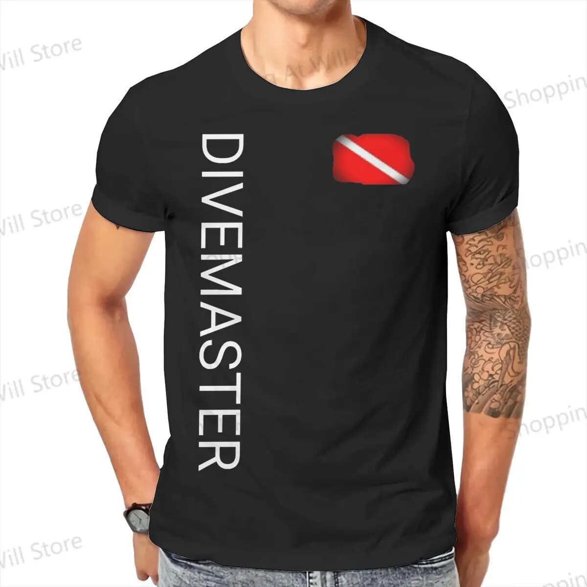 Summer Men's and Women's T-shirts Diving Dive Divemaster Active top Street Clothing S-6XL