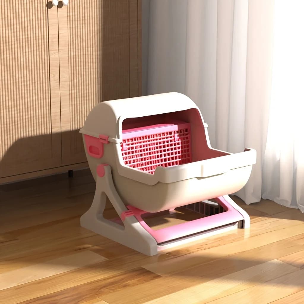 Lettiera per Gatti Semi-Automatica Autopulente, Facile da Pulire, Senza Batterie, Toilette per Gatti in Materiale ABS