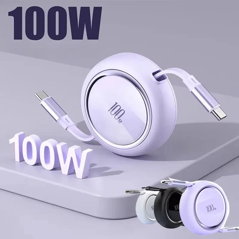 Cavo di tipo C a ricarica rapida da 1M 100W cavo dati retrattile da USB C a USBC per 15 Pro Max 15Plus Samsung Huawei Xiaomi