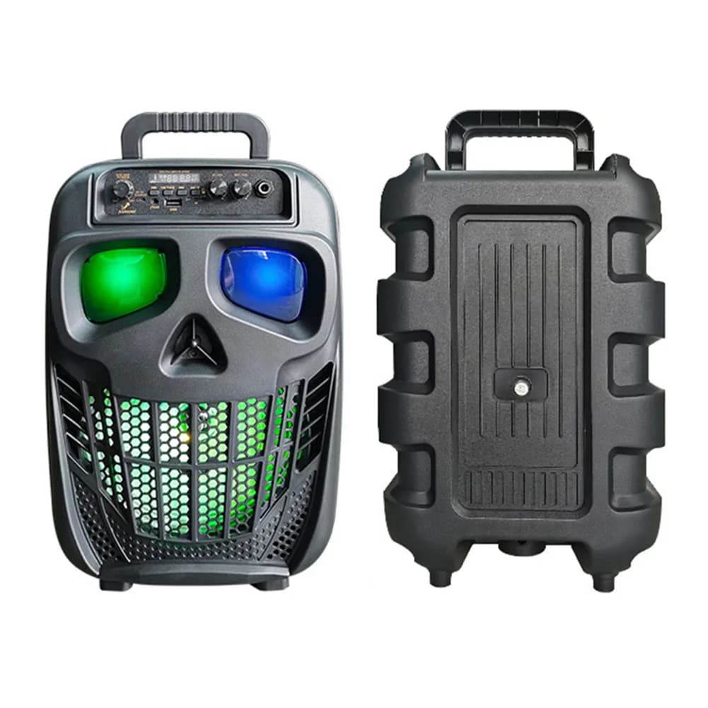 Altoparlante Portatile Wireless a Forma di Teschio, Compatibile Bluetooth 5.0, Sistema Karaoke Ricaricabile, Supporta USB, Scheda TF, AUX, Altoparlante per Esterni