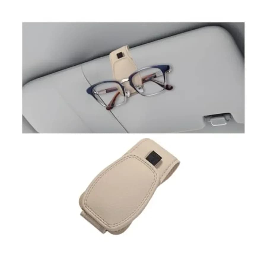 Supporti per occhiali da sole per auto, supporto magnetico in pelle per occhiali da vista per interni auto, beige, adattamento universale per SUV e berlina
