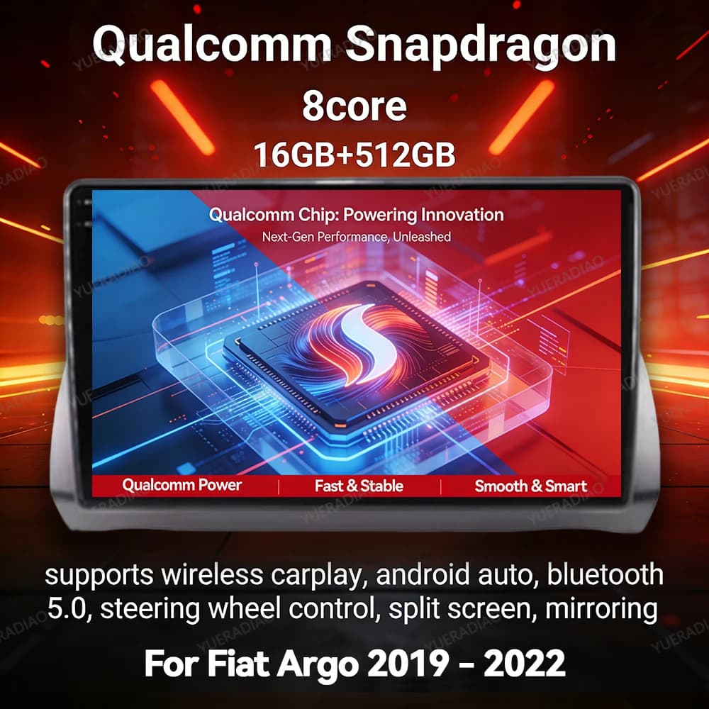Android 17 Car Radio For Fiat Argo 2019 - 2022 GPS Qualcomm 4G LTE 2DIN Viedo Player Stereo 5G WIFI Wireless Carplay Auto BT DSP