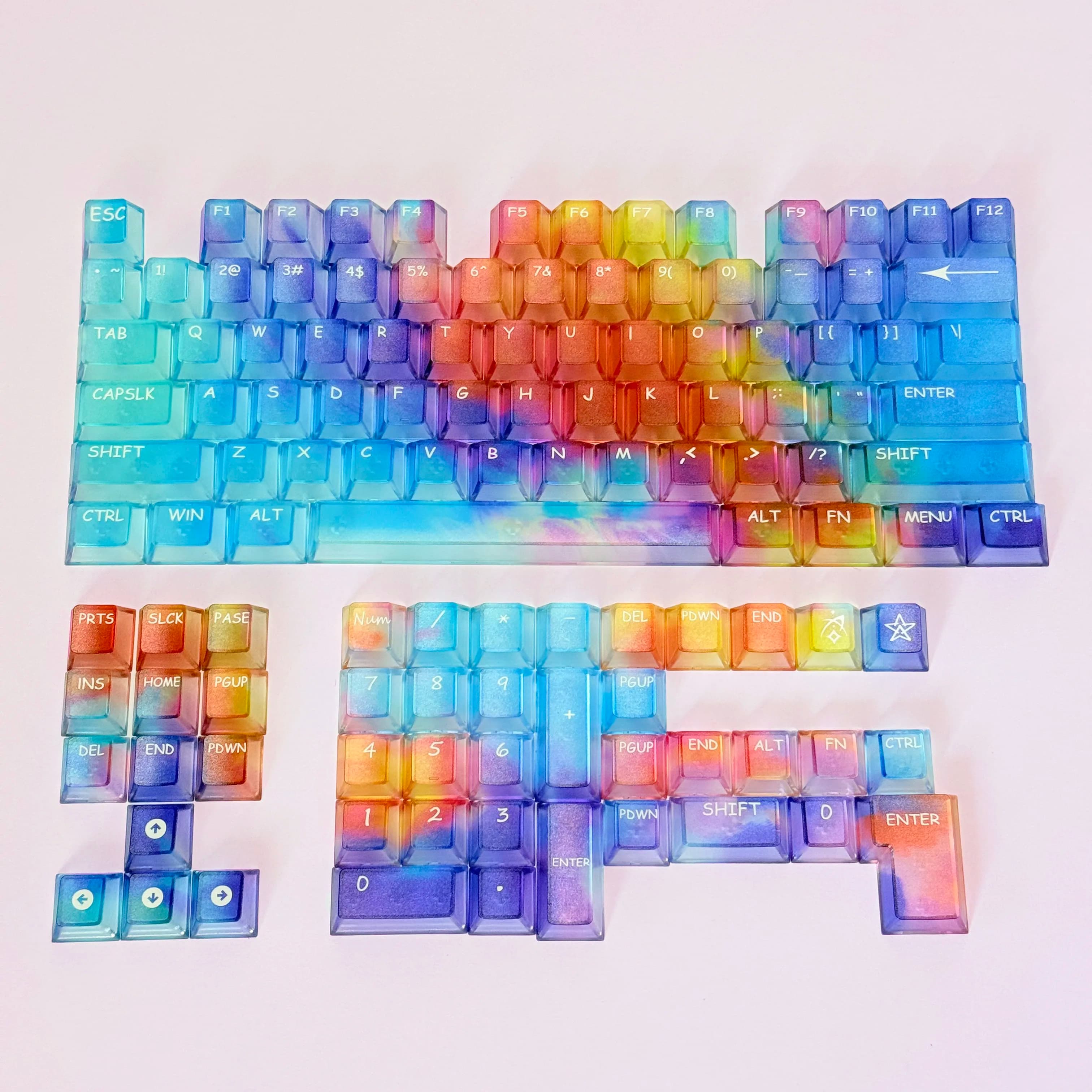 Copritasto arcobaleno trasparente satinato per PC Cherry Profilo personalizzato fai da te 119 tasti per tastiera meccanica 60% 65% 75% TKL 96% 100%