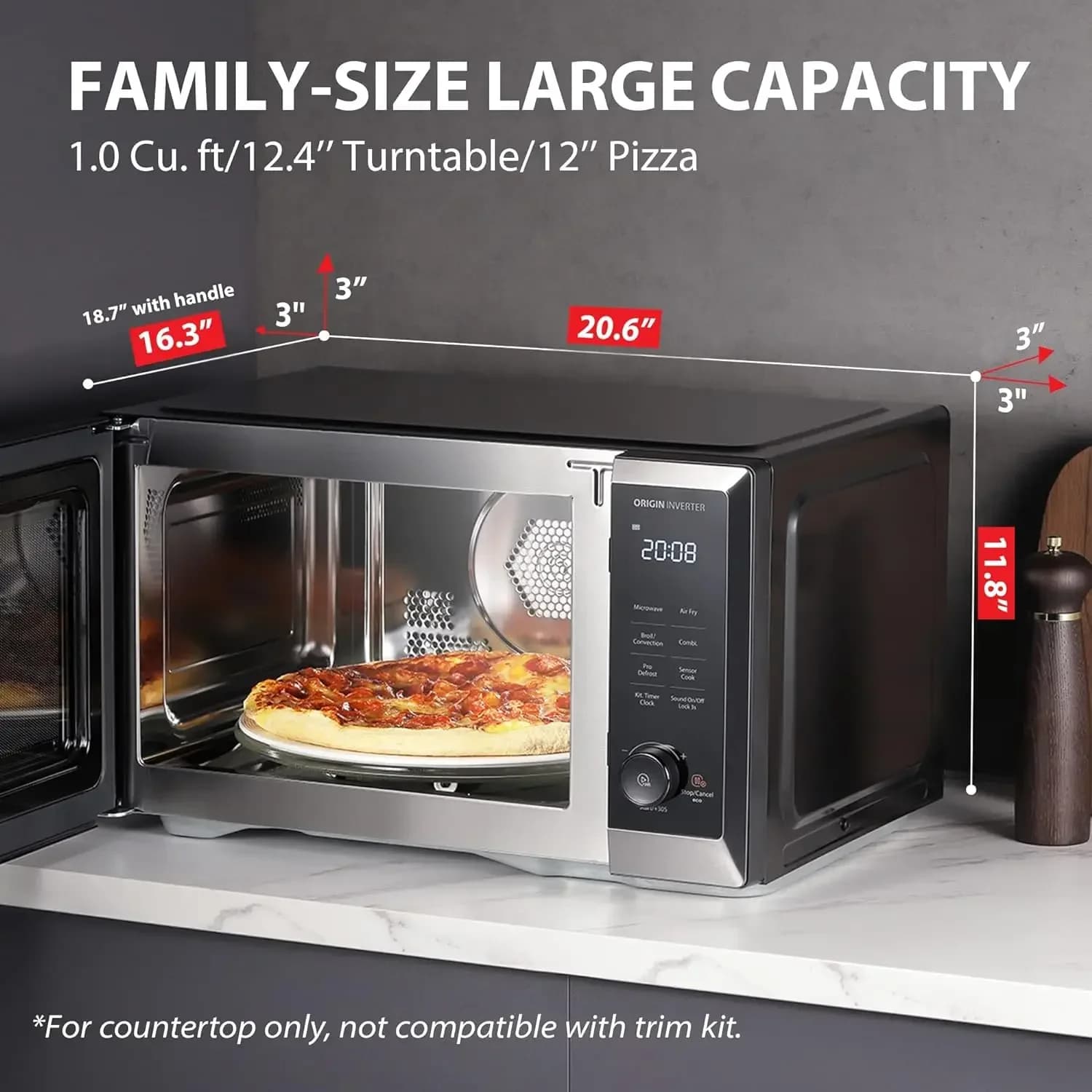 jz Forno a microonde da appoggio Friggitrice ad aria combinata, inverter, convezione, griglia, veloce 7 in 1