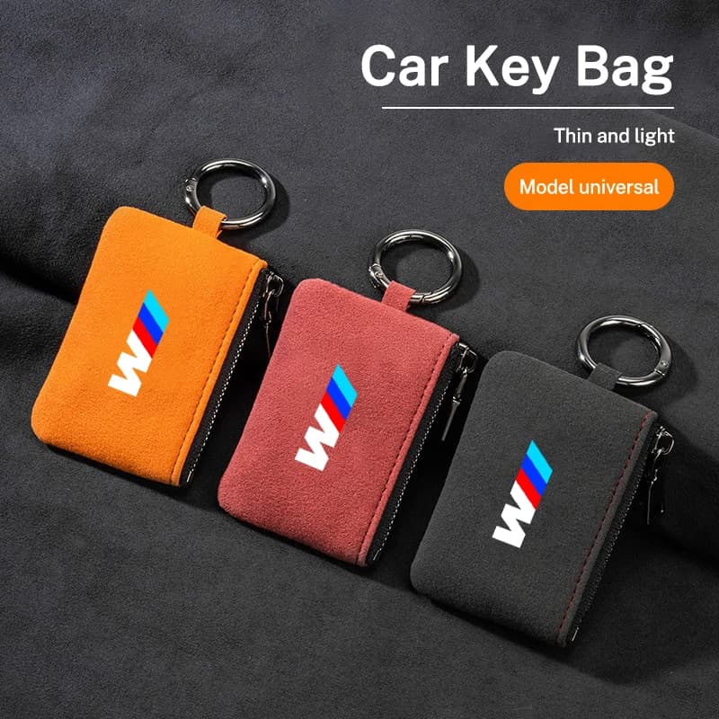 Suede Car Key Bag Portable Wallet Storage Thin-weight For BMW M Performance F20 F40 F22 F30 E90 F32 F06 F07 F46 E60 M5 Sticker