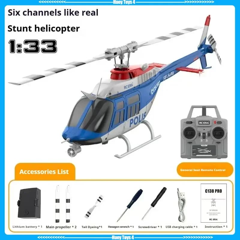Nuovo Rhsky Brushless C138 Pro Rc Elicottero 2025 Bell 206 Modello in scala 6g Giroscopio Auto Hover Funzione Giocattolo di controllo remoto