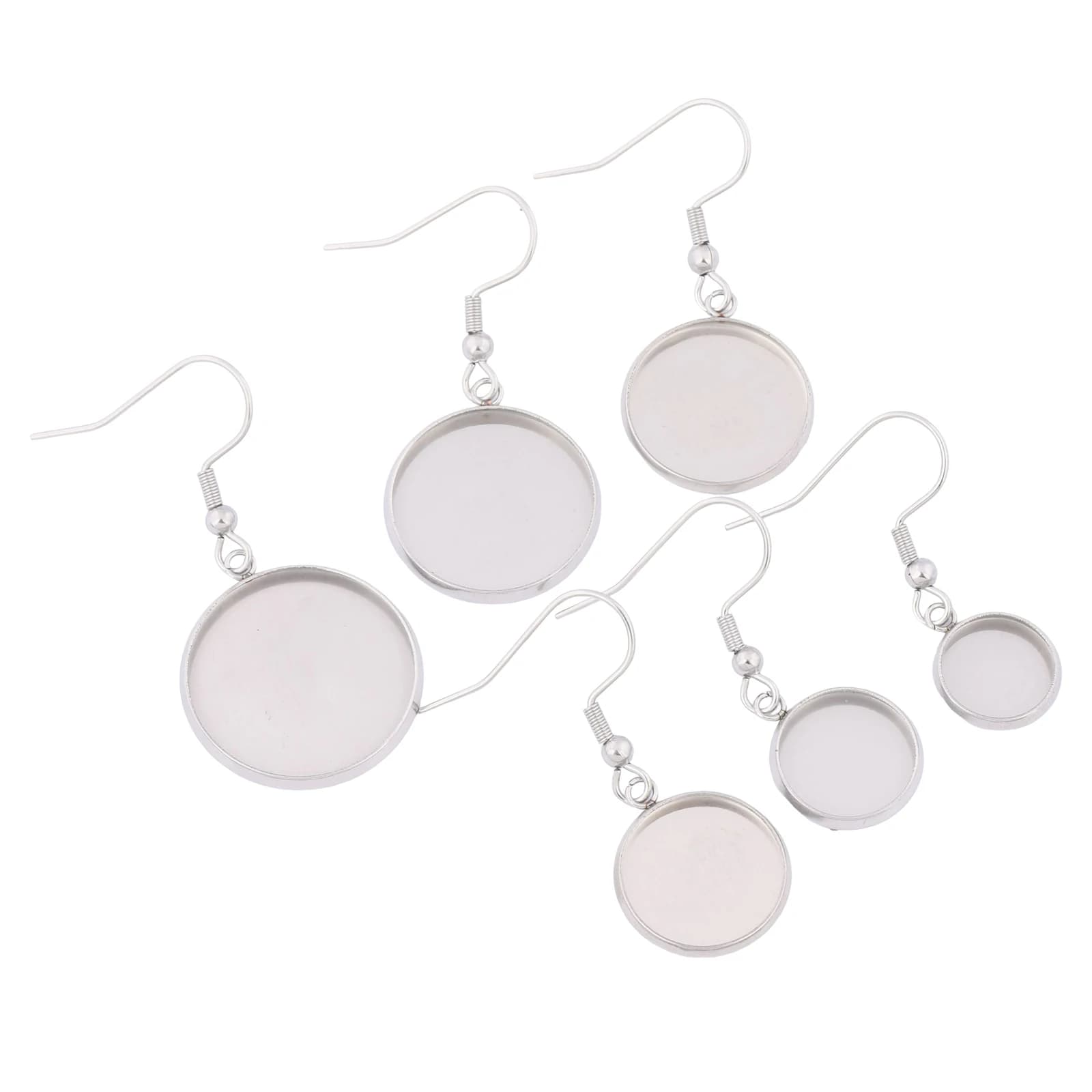 20 pz. base per orecchini a cabochon rotondo in acciaio inossidabile da 10mm, 12mm, 14mm, 16mm, 18mm, 20mm, fai da te, ganci e componenti per gioielli