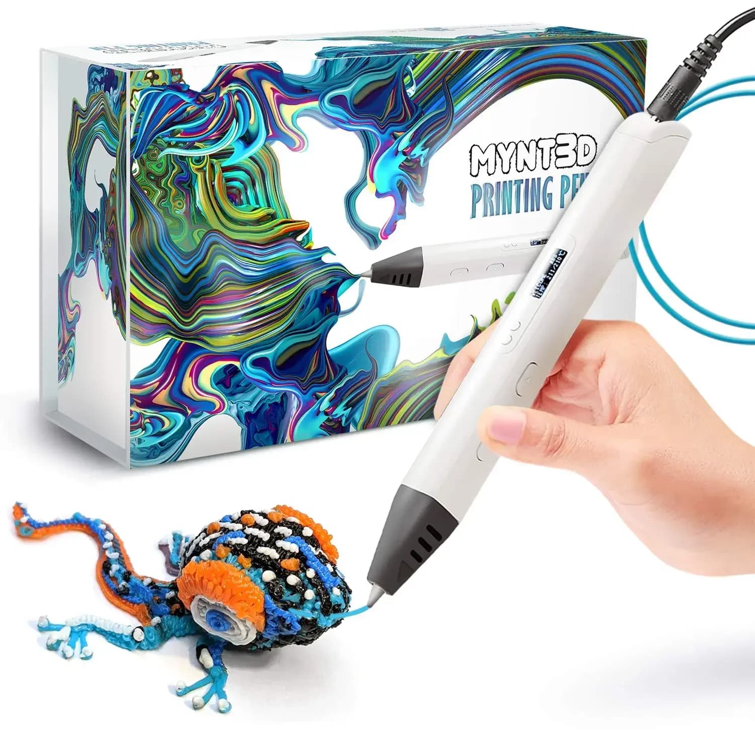 Professional 3D Printing Pen with OLED Display, Adjustable Temperature 140-230°C, Includes 3 Colors PLA Filament