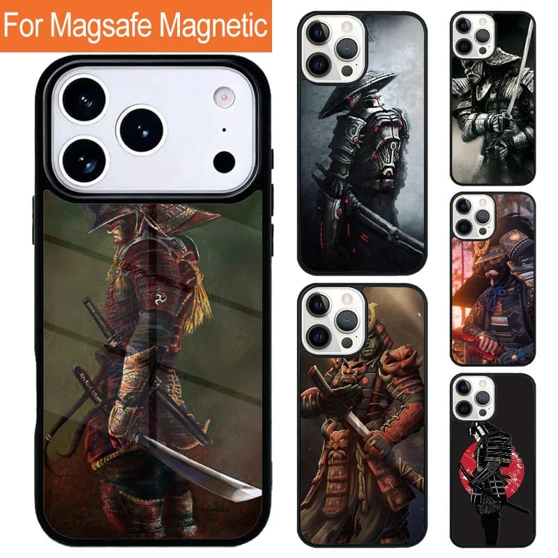 Custodia per telefono con ricarica wireless magnetica Samurai Warrior per iPhone 17 Pro 16 15 13 12 11 Pro Max Air 14 Plus con cover MagSafe