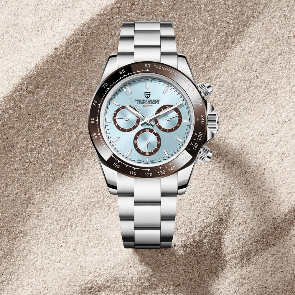 PAGANI DESIGN New Ice Blue Chronograph Luxury Quartz Watch of Best Men's Brands Men's Wrist Watch with Automatic Sapphire Crystal Date