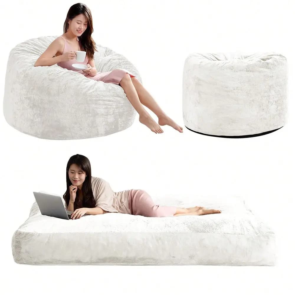 Poltrone Sacco Queen Size in Peluche per Adulti, Poltrone Sacco 2 in 1, Poltrona Sacco Convertibile con Imbottitura per Gaming, Grande in Schiuma