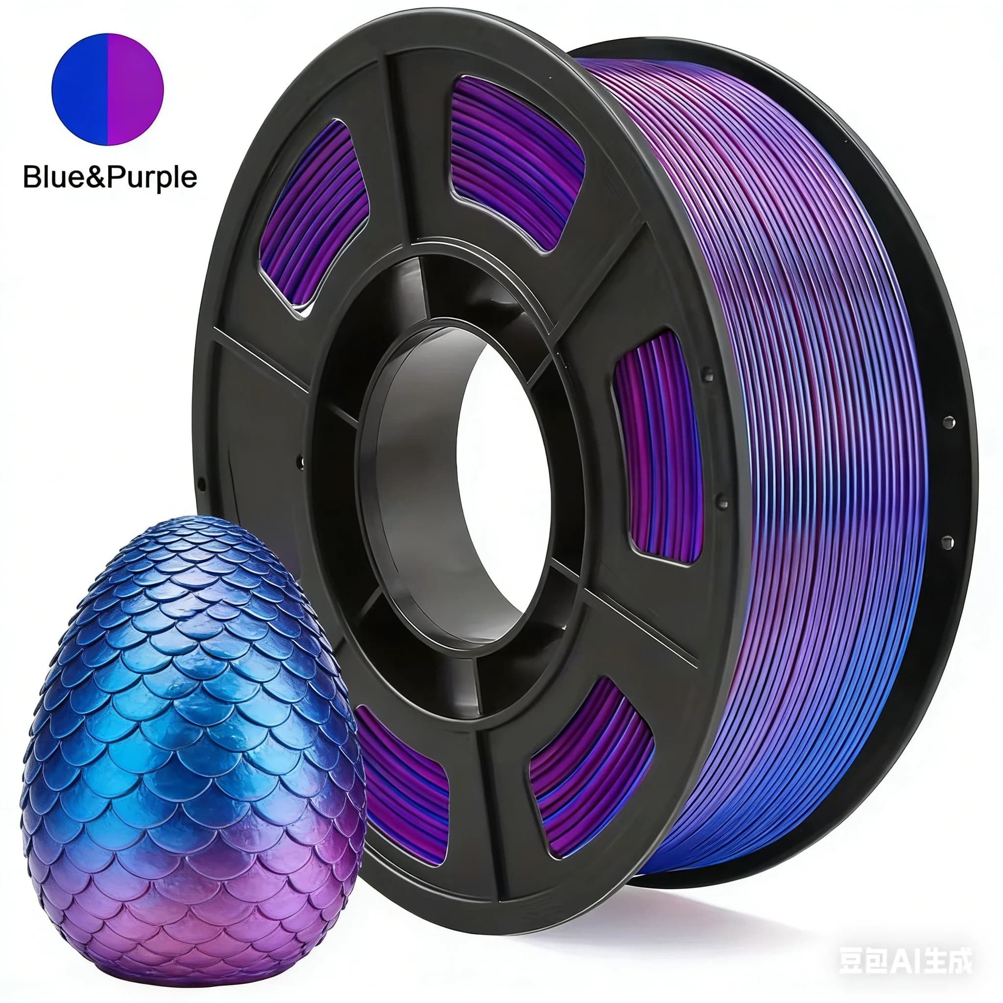 Filament PLA Colorful 3D Printer 1.75mm +/- 0.02mm, Filament Bicolor PLA 250G (0.55 pounds) Blue Purple