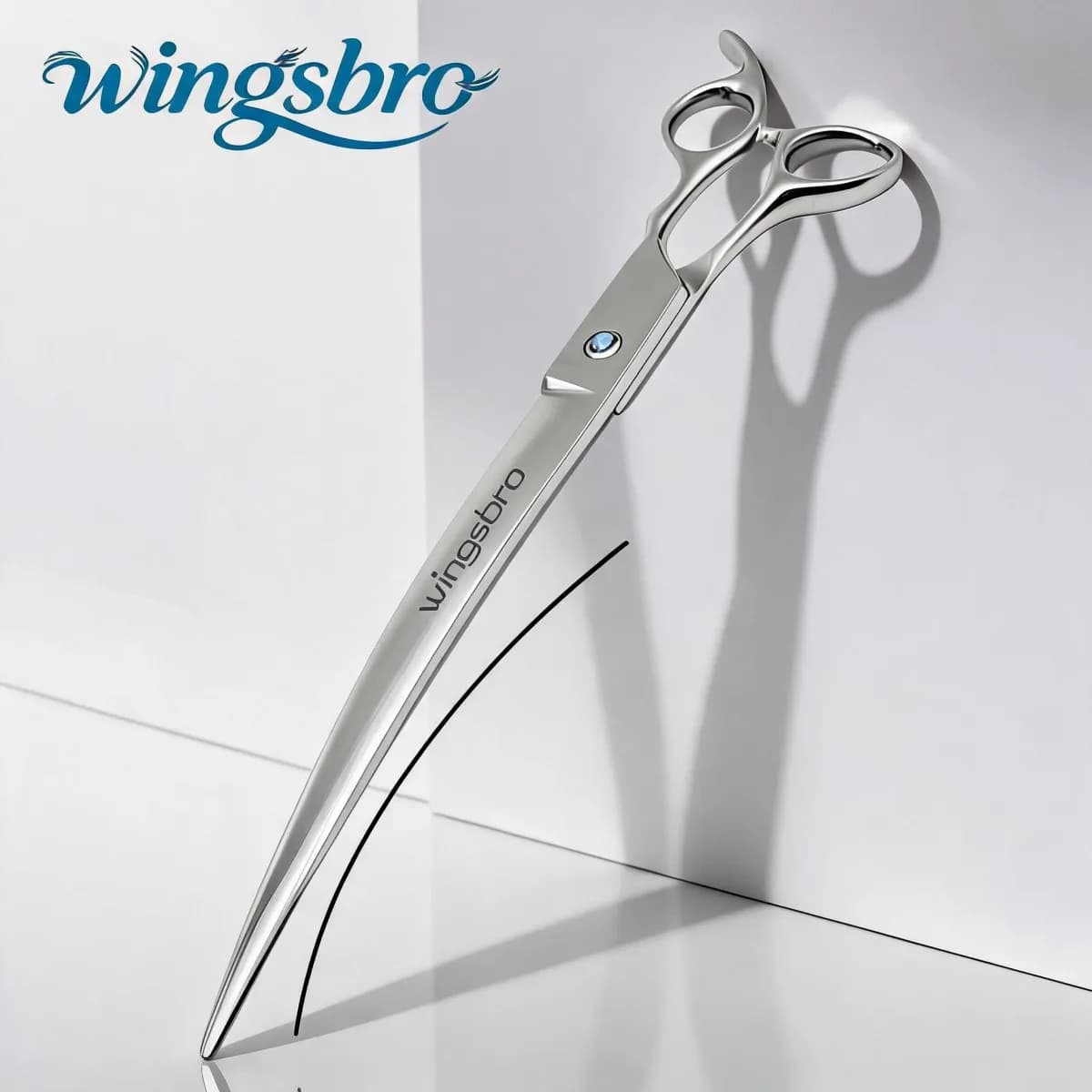 Wingsbro 9/8 Inch Pet Grooming Scissors, Japan Stainless Steel Dog Curved Scissor Pet Cat Hair Trimming Tool